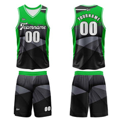 Benutzerdefinierter Schwarz Grün Basketball Jersey Uniform Anzug gedruckt Ihr Logo Name Nummer