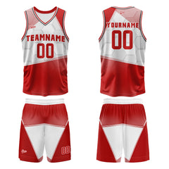 Benutzerdefinierter Rot Weiß Basketball Jersey Uniform Anzug gedruckt Ihr Logo Name Nummer