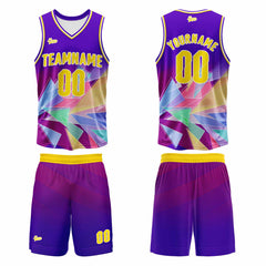 Benutzerdefinierter Lila Basketball Jersey Uniform Anzug gedruckt Ihr Logo Name Nummer