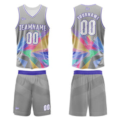 Benutzerdefinierter Grau Basketball Jersey Uniform Anzug gedruckt Ihr Logo Name Nummer