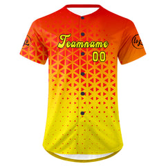 Benutzerdefiniert Rot Gelb Personalisierter Baseball Jersey mit Farbverlauf Team Uniform mit Namen und Nummer