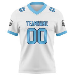 Benutzerdefinierte Weiß Himmelblau Fußball Trikots Personalisierter Name Nummer Logo