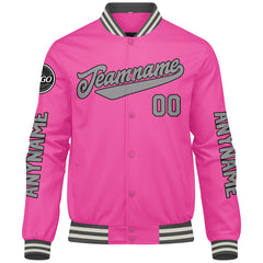 Maßgeschneiderte Rosa Letterman Varsity Jacket Individuelle Stickerei Druck nach Ihrem Wunsch