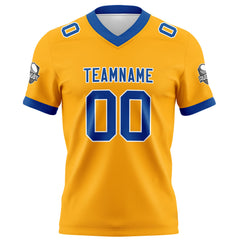 Benutzerdefinierte Gelb Blau Fußball Trikots Personalisierter Name Nummer Logo