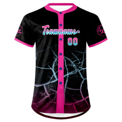Benutzerdefiniert Schwarz Rosa Blau Personalisierter Baseball Jersey mit Farbverlauf Team Uniform mit Namen und Nummer