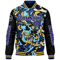 Maßgeschneiderte Königliche Gelb Letterman Varsity Jacket Individuelle Stickerei Druck nach Ihrem Wunsch