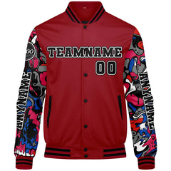 Maßgeschneiderte Rot Letterman Varsity Jacket Individuelle Stickerei Druck nach Ihrem Wunsch