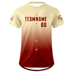 Benutzerdefiniert Weiß Rot Personalisierter Baseball Jersey mit Farbverlauf Team Uniform mit Namen und Nummer
