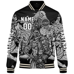 Maßgeschneiderte Grau Letterman Varsity Jacket Individuelle Stickerei Druck nach Ihrem Wunsch