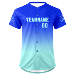 Benutzerdefiniert Dunkelblau Blau Personalisierter Baseball Jersey mit Farbverlauf Team Uniform mit Namen und Nummer