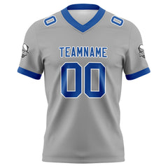 Benutzerdefinierte Grau Blau Fußball Trikots Personalisierter Name Nummer Logo
