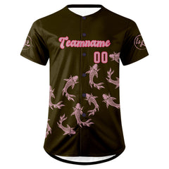 Benutzerdefiniert Olivengrün Lichtrosa Personalisierter Baseball Jersey mit Farbverlauf Team Uniform mit Namen und Nummer