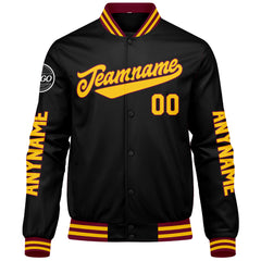 Maßgeschneiderte Crimson Schwarz Gelb Letterman Varsity Jacket Individuelle Stickerei Druck nach Ihrem Wunsch
