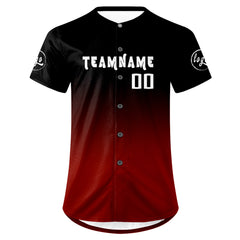 Benutzerdefiniert Schwarz Rot Personalisierter Baseball Jersey mit Farbverlauf Team Uniform mit Namen und Nummer