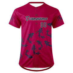 Benutzerdefiniert Hellrosa Dunkelblau Personalisierter Baseball Jersey mit Farbverlauf Team Uniform mit Namen und Nummer