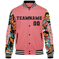 Maßgeschneiderte Rosa Letterman Varsity Jacket Individuelle Stickerei Druck nach Ihrem Wunsch