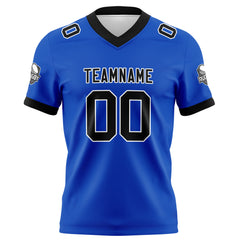 Benutzerdefinierte Blau Schwarz Fußball Trikots Personalisierter Name Nummer Logo