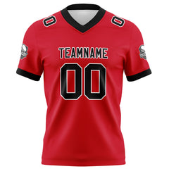 Benutzerdefinierte Rot Schwarz Fußball Trikots Personalisierter Name Nummer Logo