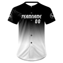 Benutzerdefiniert Schwarz Weiß Personalisierter Baseball Jersey mit Farbverlauf Team Uniform mit Namen und Nummer