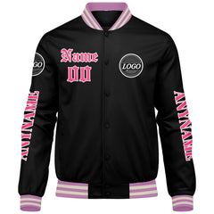 Maßgeschneiderte Rosa Letterman Varsity Jacket Individuelle Stickerei Druck nach Ihrem Wunsch