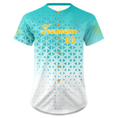 Benutzerdefiniert Seen Blau Weiß Personalisierter Baseball Jersey mit Farbverlauf Team Uniform mit Namen und Nummer