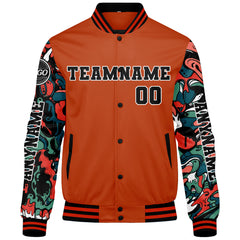 Maßgeschneiderte Orange Letterman Varsity Jacket Individuelle Stickerei Druck nach Ihrem Wunsch