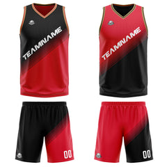 Benutzerdefinierte Schwarz Rot Reversible Basketball Jersey Personalisierte Print Name Nummer Logo