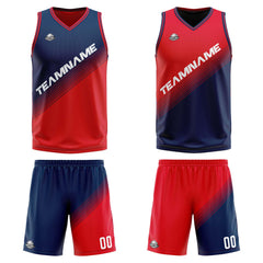 Benutzerdefinierte Marine Rot Reversible Basketball Jersey Personalisierte Print Name Nummer Logo