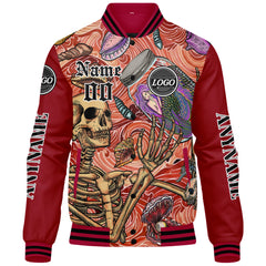 Maßgeschneiderte Rot Letterman Varsity Jacket Individuelle Stickerei Druck nach Ihrem Wunsch