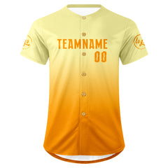 Benutzerdefiniert Hellgelb Orange Personalisierter Baseball Jersey mit Farbverlauf Team Uniform mit Namen und Nummer