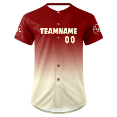 Benutzerdefiniert Rot Weiß Personalisierter Baseball Jersey mit Farbverlauf Team Uniform mit Namen und Nummer