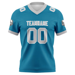 Benutzerdefinierte Blau Grau Fußball Trikots Personalisierter Name Nummer Logo