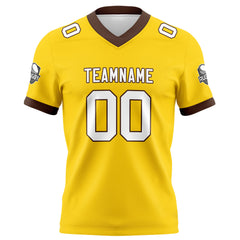 Benutzerdefinierte Gelb Braun Fußball Trikots Personalisierter Name Nummer Logo