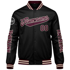 Maßgeschneiderte Braun Schwarz Letterman Varsity Jacket Individuelle Stickerei Druck nach Ihrem Wunsch