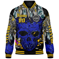 Maßgeschneiderte Königliches Gelb Letterman Varsity Jacket Individuelle Stickerei Druck nach Ihrem Wunsch