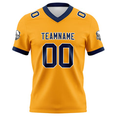 Benutzerdefinierte Gelb Blau Fußball Trikots Personalisierter Name Nummer Logo