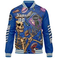 Maßgeschneiderte Blau Letterman Varsity Jacket Individuelle Stickerei Druck nach Ihrem Wunsch