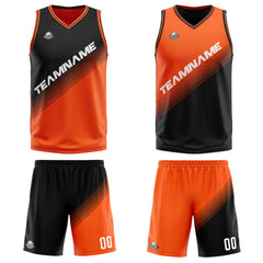 Benutzerdefinierte Schwarz Orange Reversible Basketball Jersey Personalisierte Print Name Nummer Logo