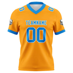Benutzerdefinierte Orange Blau Fußball Trikots Personalisierter Name Nummer Logo