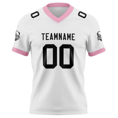 Benutzerdefinierte Weiß Rosa Fußball Trikots Personalisierter Name Nummer Logo