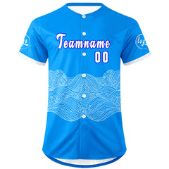 Benutzerdefiniert Blau Weiß Personalisierter Baseball Jersey mit Farbverlauf Team Uniform mit Namen und Nummer