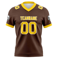 Benutzerdefinierte Braun Gelb Fußball Trikots Personalisierter Name Nummer Logo