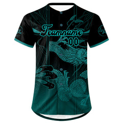 Benutzerdefiniert Schwarz Cyan Personalisierter Baseball Jersey mit Farbverlauf Team Uniform mit Namen und Nummer