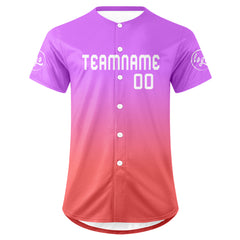Benutzerdefiniert Lila Rosa Personalisierter Baseball Jersey mit Farbverlauf Team Uniform mit Namen und Nummer
