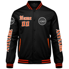Maßgeschneiderte Orange Letterman Varsity Jacket Individuelle Stickerei Druck nach Ihrem Wunsch