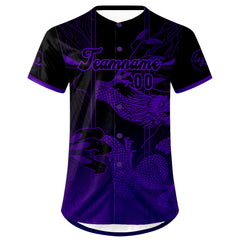 Benutzerdefiniert Schwarz Lila Personalisierter Baseball Jersey mit Farbverlauf Team Uniform mit Namen und Nummer