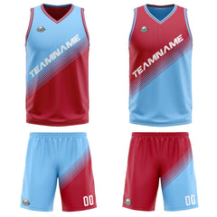 Benutzerdefinierte Blau Rot Reversible Basketball Jersey Personalisierte Print Name Nummer Logo