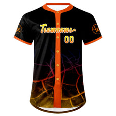 Benutzerdefiniert Schwarz Orange Gelb Personalisierter Baseball Jersey mit Farbverlauf Team Uniform mit Namen und Nummer