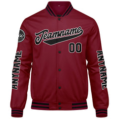 Maßgeschneiderte Crimson Schwarz Letterman Varsity Jacket Individuelle Stickerei Druck nach Ihrem Wunsch