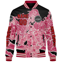 Maßgeschneiderte Rosa Letterman Varsity Jacket Individuelle Stickerei Druck nach Ihrem Wunsch